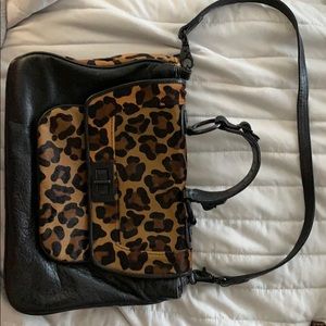 Rebecca Minkoff leopard and black leather bag